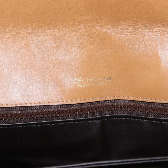 CELINE Macadam Canvas Shoulder Bag PVC Brown Gold Auth 156251