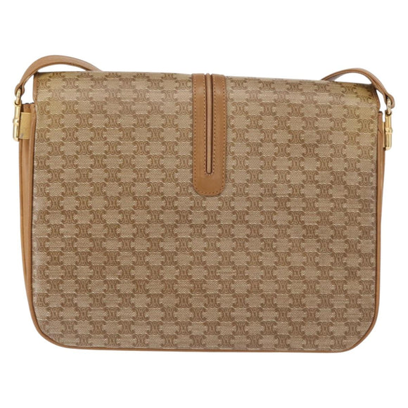 CELINE Macadam Canvas Shoulder Bag PVC Brown Gold Auth 156251