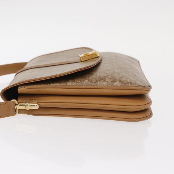 CELINE Macadam Canvas Shoulder Bag PVC Brown Gold Auth 156251