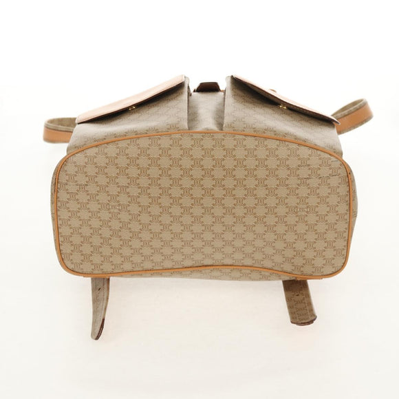 CELINE Macadam Canvas Backpack PVC Beige Gold Auth 156252V
