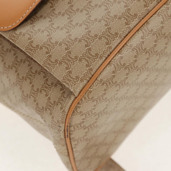 CELINE Macadam Canvas Backpack PVC Beige Gold Auth 156252V