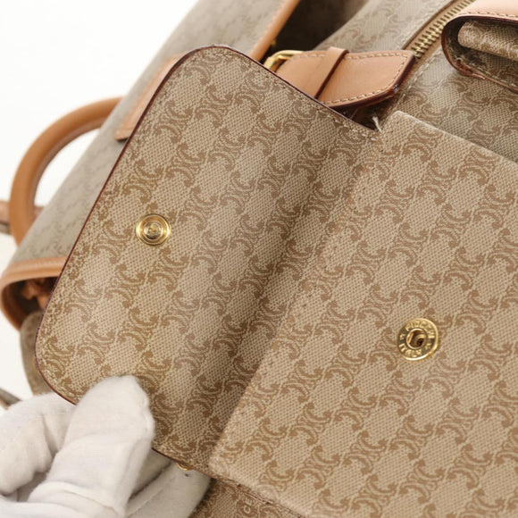 CELINE Macadam Canvas Backpack PVC Beige Gold Auth 156252V