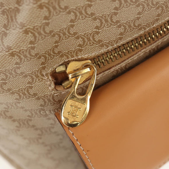 CELINE Macadam Canvas Backpack PVC Beige Gold Auth 156252V