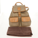 CELINE Macadam Canvas Backpack PVC Beige Gold Auth 156252V-29