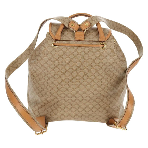CELINE Macadam Canvas Backpack PVC Beige Gold Auth 156252V