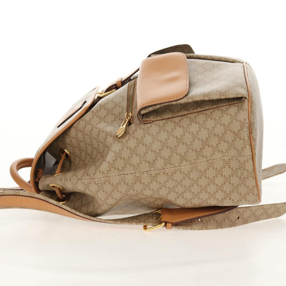 CELINE Macadam Canvas Backpack PVC Beige Gold Auth 156252V