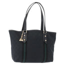GUCCI GG Canvas Web Sherry Line Tote Bag Black Silver 137396 Auth 156253-1