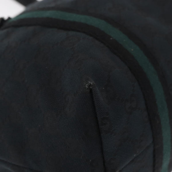 GUCCI GG Canvas Web Sherry Line Tote Bag Black Silver 137396 Auth 156253