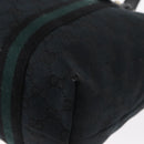 GUCCI GG Canvas Web Sherry Line Tote Bag Black Silver 137396 Auth 156253-13