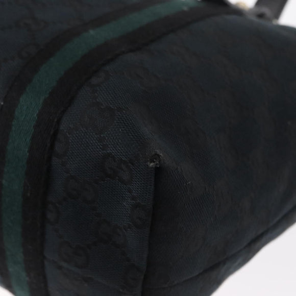 GUCCI GG Canvas Web Sherry Line Tote Bag Black Silver 137396 Auth 156253