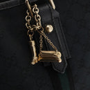 GUCCI GG Canvas Web Sherry Line Tote Bag Black Silver 137396 Auth 156253-14