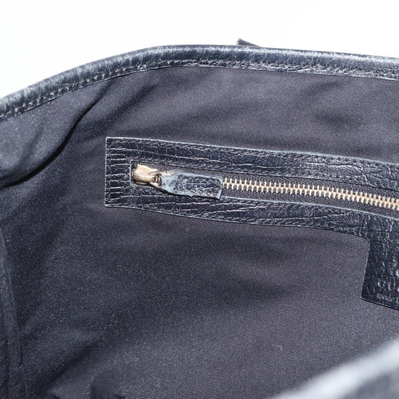 GUCCI GG Canvas Web Sherry Line Tote Bag Black Silver 137396 Auth 156253