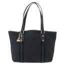 GUCCI GG Canvas Web Sherry Line Tote Bag Black Silver 137396 Auth 156253-2