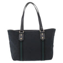 GUCCI GG Canvas Web Sherry Line Tote Bag Black Silver 137396 Auth 156253-3