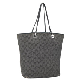 GUCCI GG Canvas Tote Bag Black Silver 31243 Auth 156254