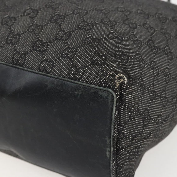 GUCCI GG Canvas Tote Bag Black Silver 31243 Auth 156254