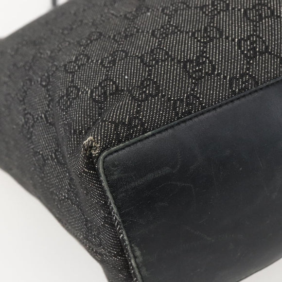 GUCCI GG Canvas Tote Bag Black Silver 31243 Auth 156254