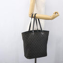 GUCCI GG Canvas Tote Bag Black Silver 31243 Auth 156254-21