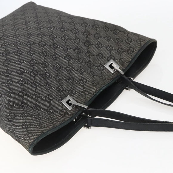 GUCCI GG Canvas Tote Bag Black Silver 31243 Auth 156254