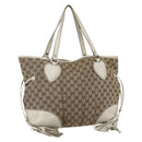 GUCCI GG Canvas Tote Bag Beige Gold 211954 Auth 156255-1