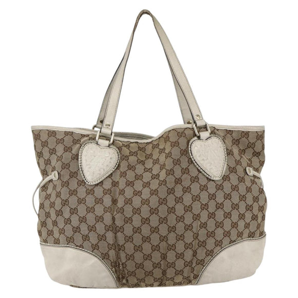 GUCCI GG Canvas Tote Bag Beige Gold 211954 Auth 156255