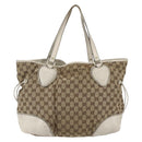 GUCCI GG Canvas Tote Bag Beige Gold 211954 Auth 156255-2