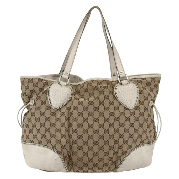 GUCCI GG Canvas Tote Bag Beige Gold 211954 Auth 156255