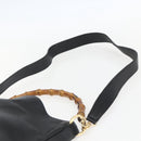 GUCCI Bamboo Hand Bag Leather 2way Black Gold 001 1633 Auth 156256-10