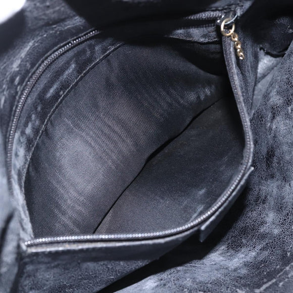 GUCCI Bamboo Hand Bag Leather 2way Black Gold 001 1633 Auth 156256