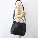 GUCCI Bamboo Hand Bag Leather 2way Black Gold 001 1633 Auth 156256-23