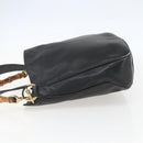 GUCCI Bamboo Hand Bag Leather 2way Black Gold 001 1633 Auth 156256-4