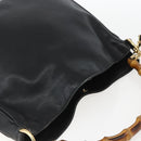 GUCCI Bamboo Hand Bag Leather 2way Black Gold 001 1633 Auth 156256-6