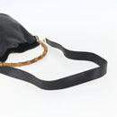 GUCCI Bamboo Hand Bag Leather 2way Black Gold 001 1633 Auth 156256-9