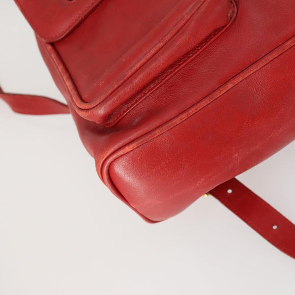 GUCCI Bamboo Backpack Leather Red Gold 003 2058 0016 Auth 156257