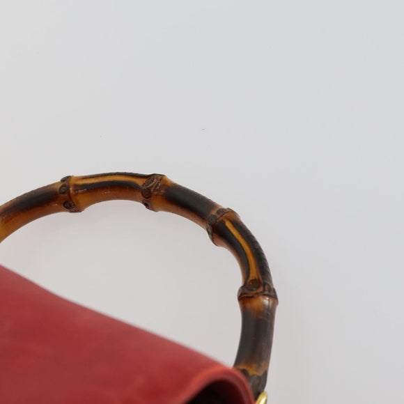GUCCI Bamboo Backpack Leather Red Gold 003 2058 0016 Auth 156257
