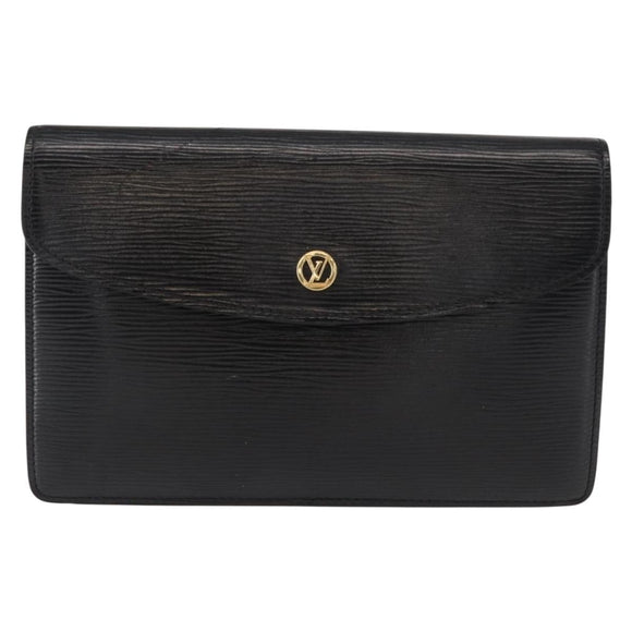 LOUIS VUITTON Epi Montaigne 23 Clutch Bag Black M52662 LV Auth 156258