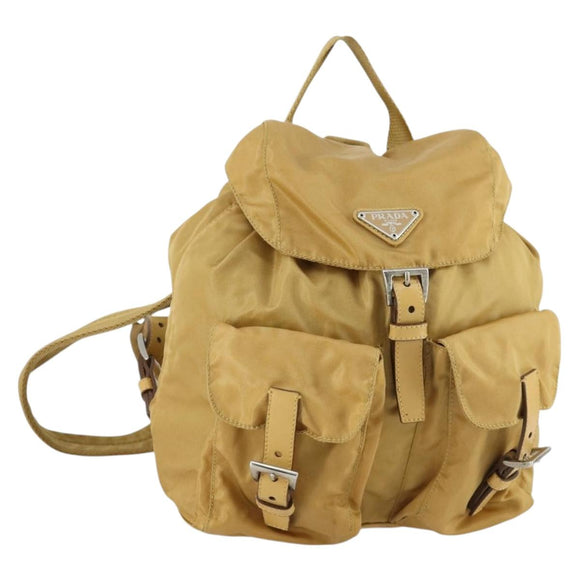 PRADA Backpack Nylon Brown Silver Auth 156266