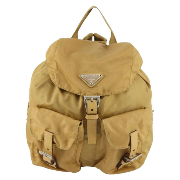 PRADA Backpack Nylon Brown Silver Auth 156266