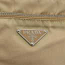 PRADA Shoulder Bag Nylon Beige Silver Auth 156267-17