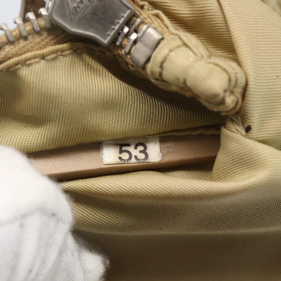 PRADA Shoulder Bag Nylon Beige Silver Auth 156267