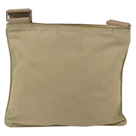 PRADA Shoulder Bag Nylon Beige Silver Auth 156267