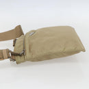 PRADA Shoulder Bag Nylon Beige Silver Auth 156267-3
