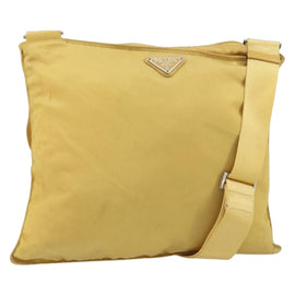 PRADA Shoulder Bag Nylon Yellow Silver Auth 156268