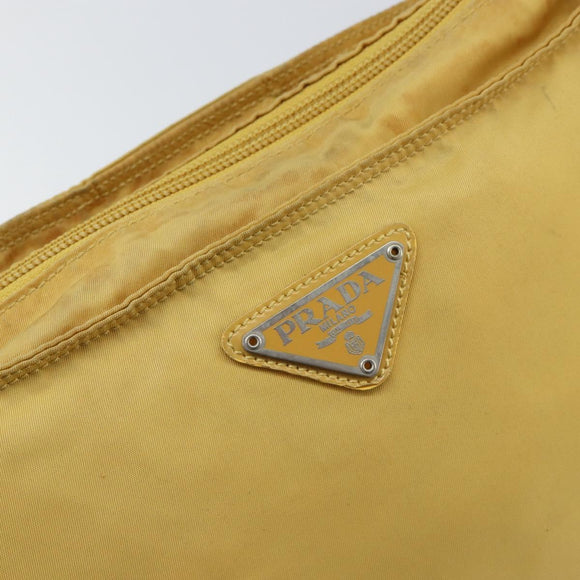 PRADA Shoulder Bag Nylon Yellow Silver Auth 156268