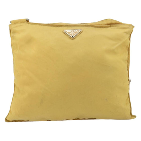 PRADA Shoulder Bag Nylon Yellow Silver Auth 156268
