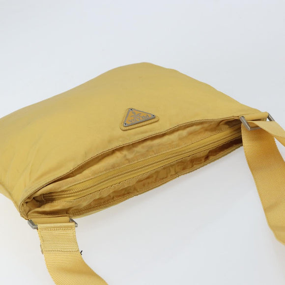 PRADA Shoulder Bag Nylon Yellow Silver Auth 156268