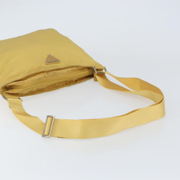 PRADA Shoulder Bag Nylon Yellow Silver Auth 156268