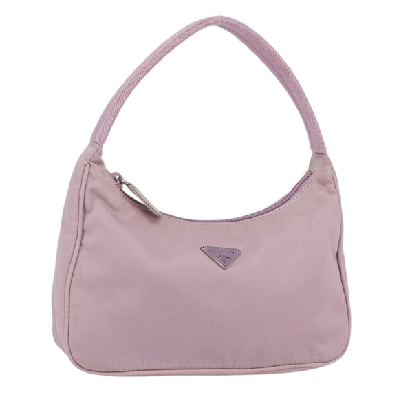 PRADA Hand Bag Nylon Pink Silver Auth 156269