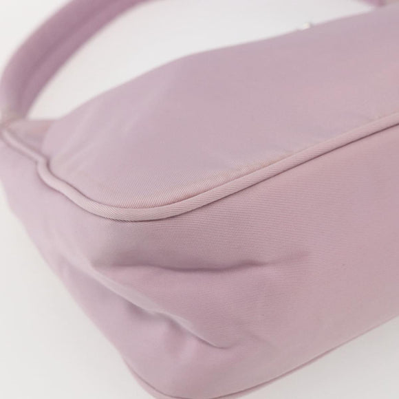 PRADA Handtasche Nylon Rosa Silber Auth 156269
