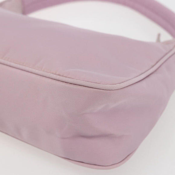 PRADA Handtasche Nylon Rosa Silber Auth 156269